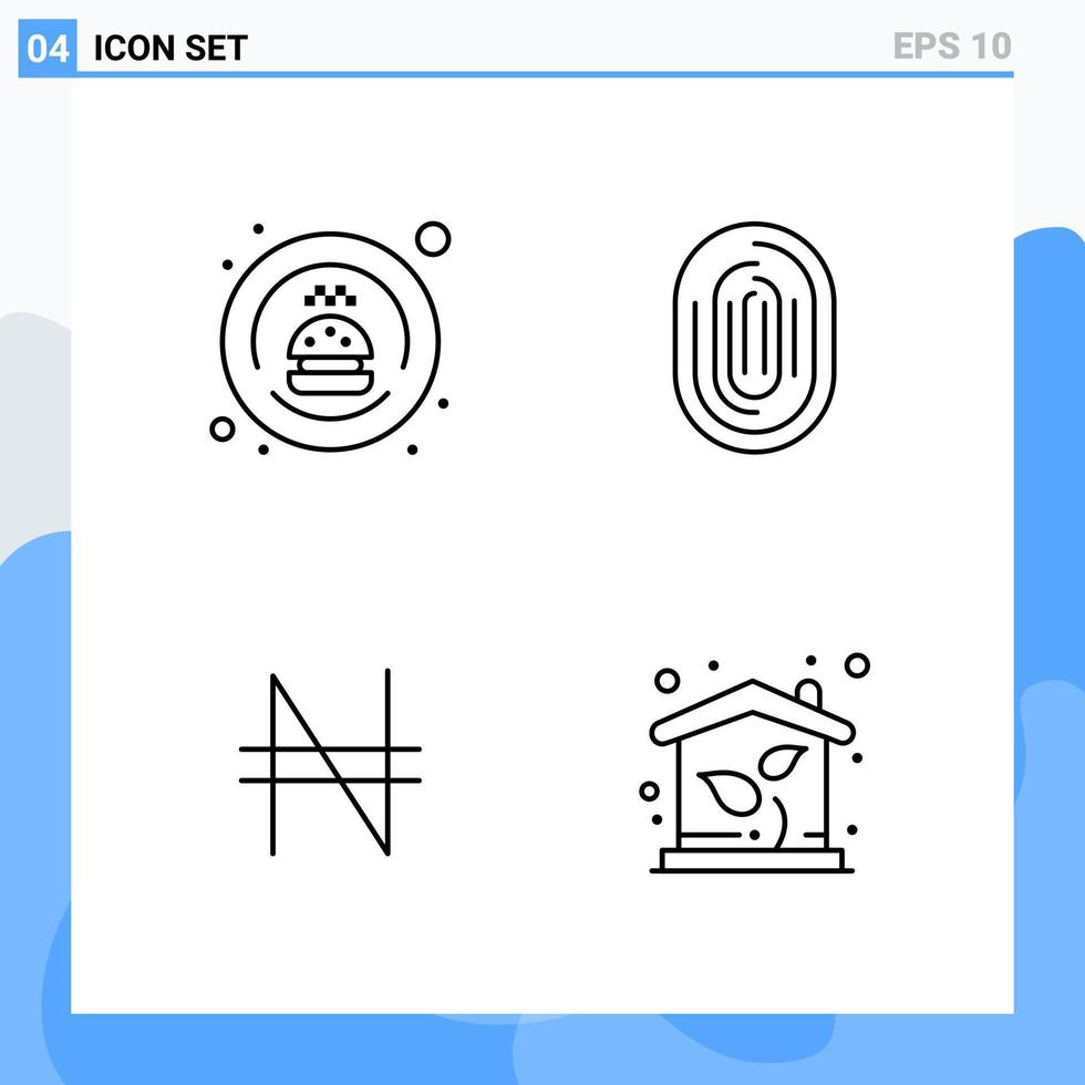modern 4 linje stil ikoner översikt symboler för allmän använda sig av kreativ linje ikon tecken isolerat på vit bakgrund 4 ikoner packa vektor