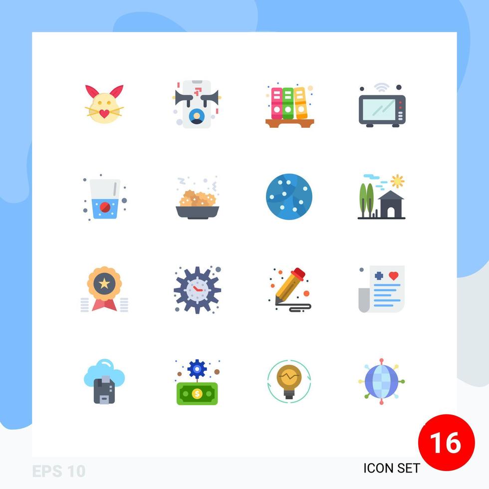 16 tematiska vektor platt färger och redigerbar symboler av diet ugn uppkopplad mikrovågsugn internet redigerbar packa av kreativ vektor design element