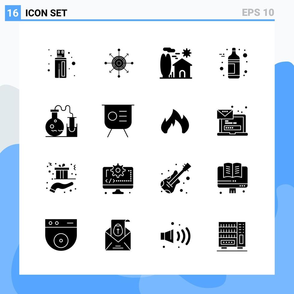 modern 16 fast stil ikoner glyf symboler för allmän använda sig av kreativ fast ikon tecken isolerat på vit bakgrund 16 ikoner packa vektor