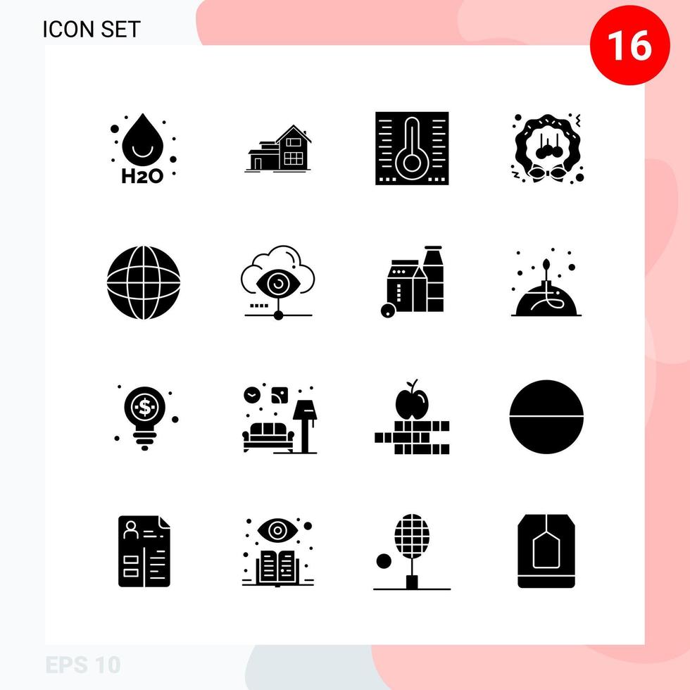 vektor packa av 16 ikoner i fast stil kreativ glyf packa isolerat på vit bakgrund för webb och mobil