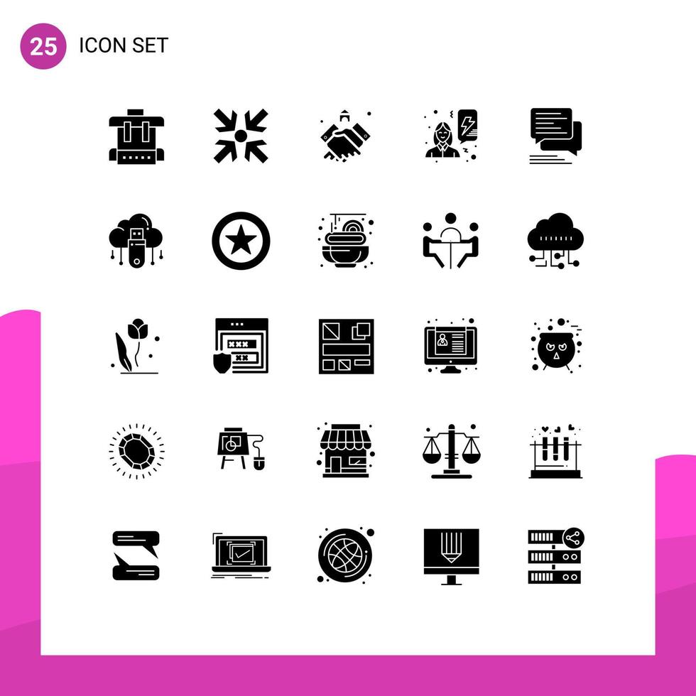 25 kreative Symbole, moderne Zeichen und Symbole von Nachrichten, Chat-Handshake, feiern machtbearbeitbare Vektordesign-Elemente vektor