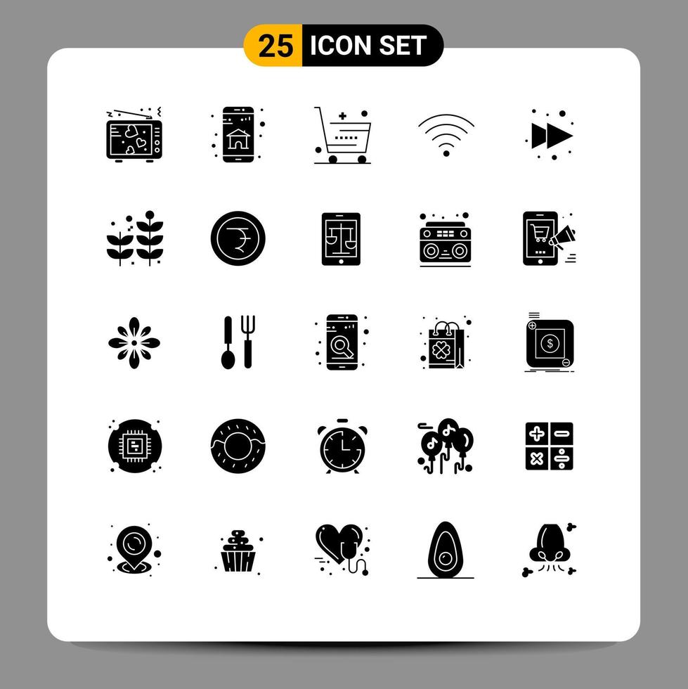 Stock Vector Icon Pack mit 25 Linienzeichen und Symbolen für Pfeilsignal Mobile App Connection Shop editierbare Vektordesign-Elemente