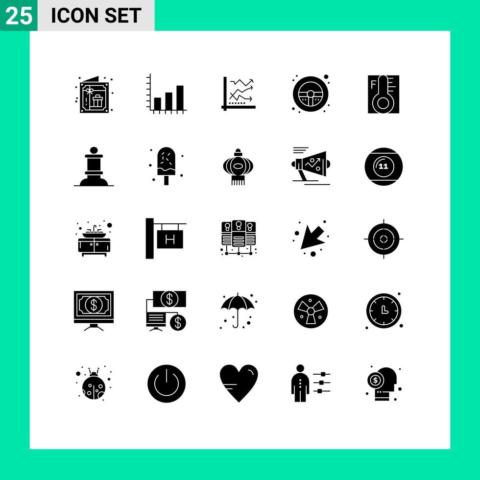 packa av 25 kreativ fast glyfer av hjul styrning Graf roder Diagram redigerbar vektor design element