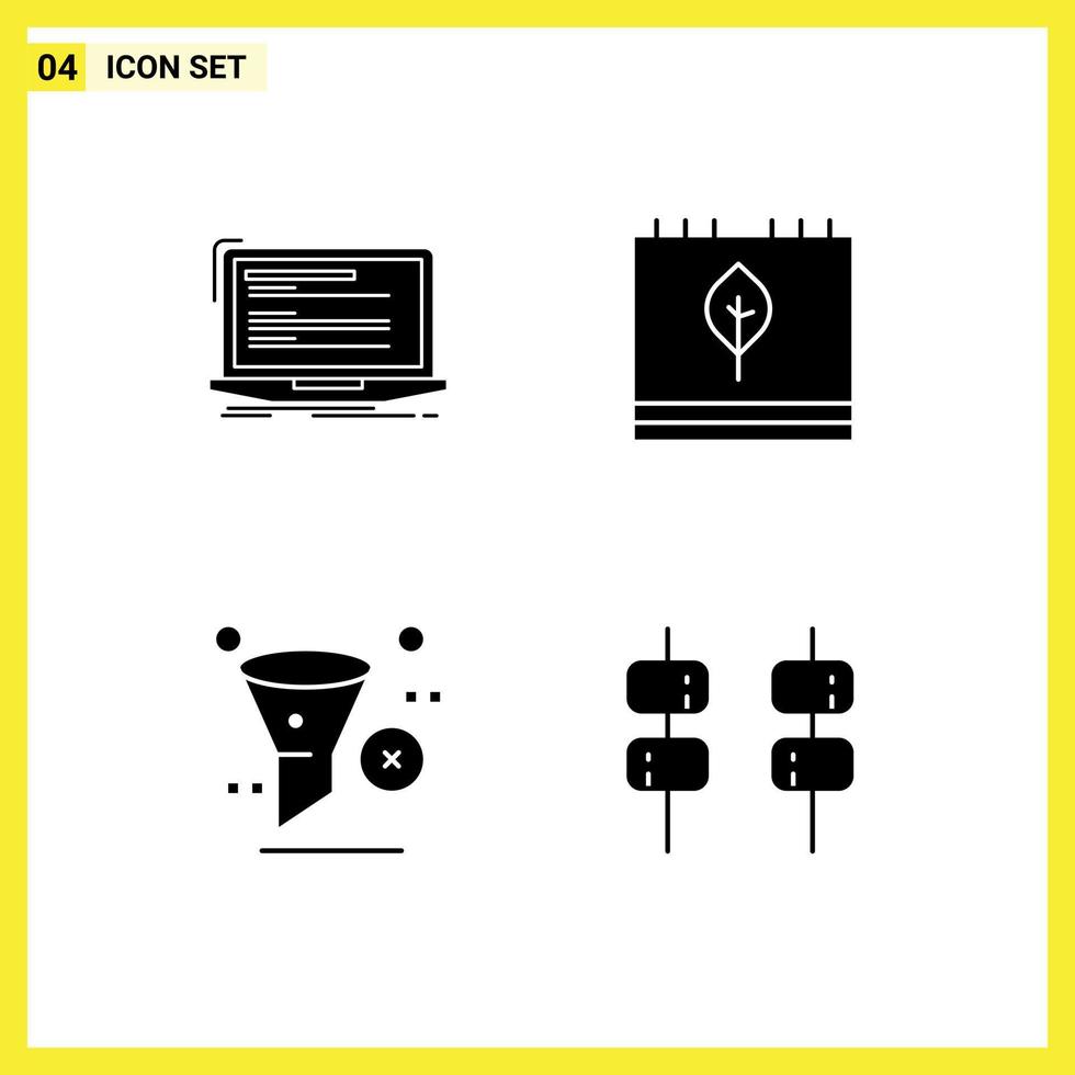 4 kreativ ikoner modern tecken och symboler av koda säsong monoblock kalender utveckling redigerbar vektor design element