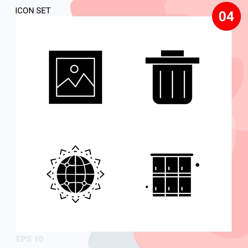 vektor packa av 4 ikoner i fast stil kreativ glyf packa isolerat på vit bakgrund för webb och mobil