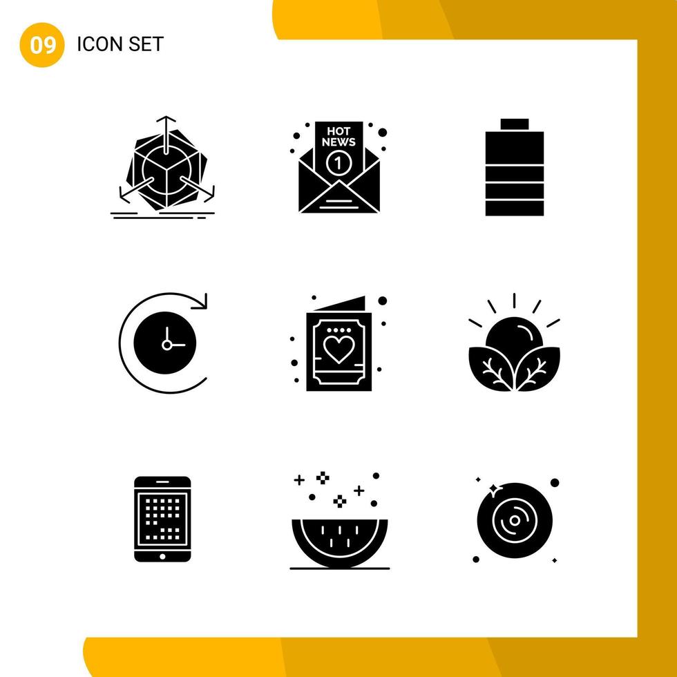 9 Icon Set Solid Style Icon Pack Glyphensymbole isoliert auf weißem Hintergrund für responsives Website-Design vektor