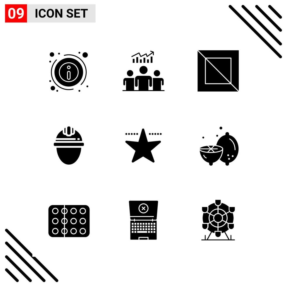 Pixle Perfekter Satz von 9 soliden Symbolen Glyphen-Icon-Set für die Gestaltung von Websites und die Schnittstelle für mobile Anwendungen vektor