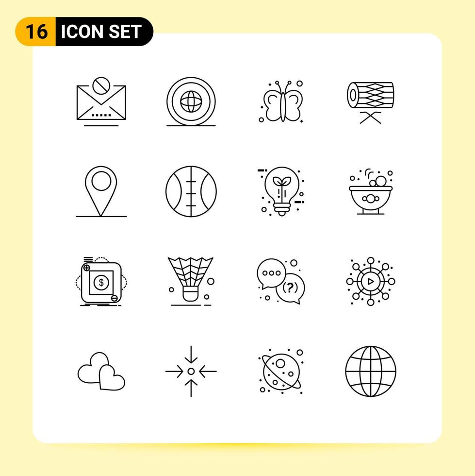 stock vektor ikon packa av 16 linje tecken och symboler för st irländsk plats instrument jordbruk redigerbar vektor design element