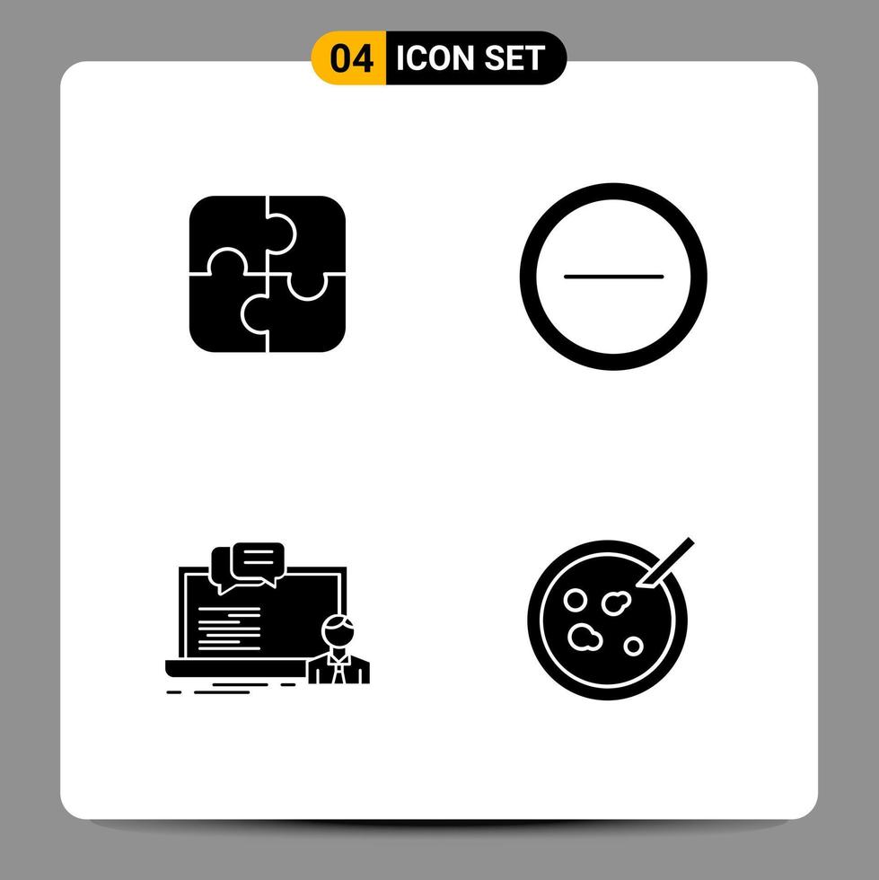 4 schwarze Icon-Pack-Glyphen-Symbole Zeichen für ansprechende Designs auf weißem Hintergrund 4 Icons gesetzt vektor