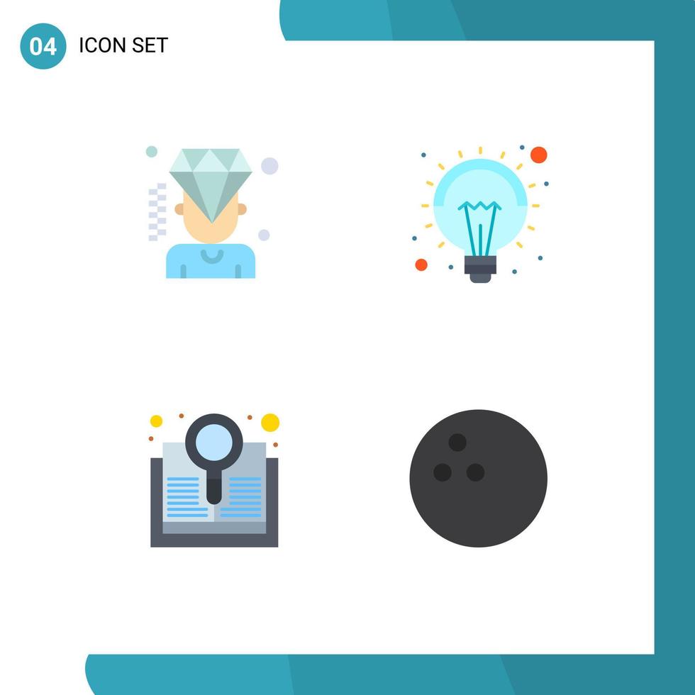 modern uppsättning av 4 platt ikoner pictograph av företag utforska medlemskap ljus Sök redigerbar vektor design element