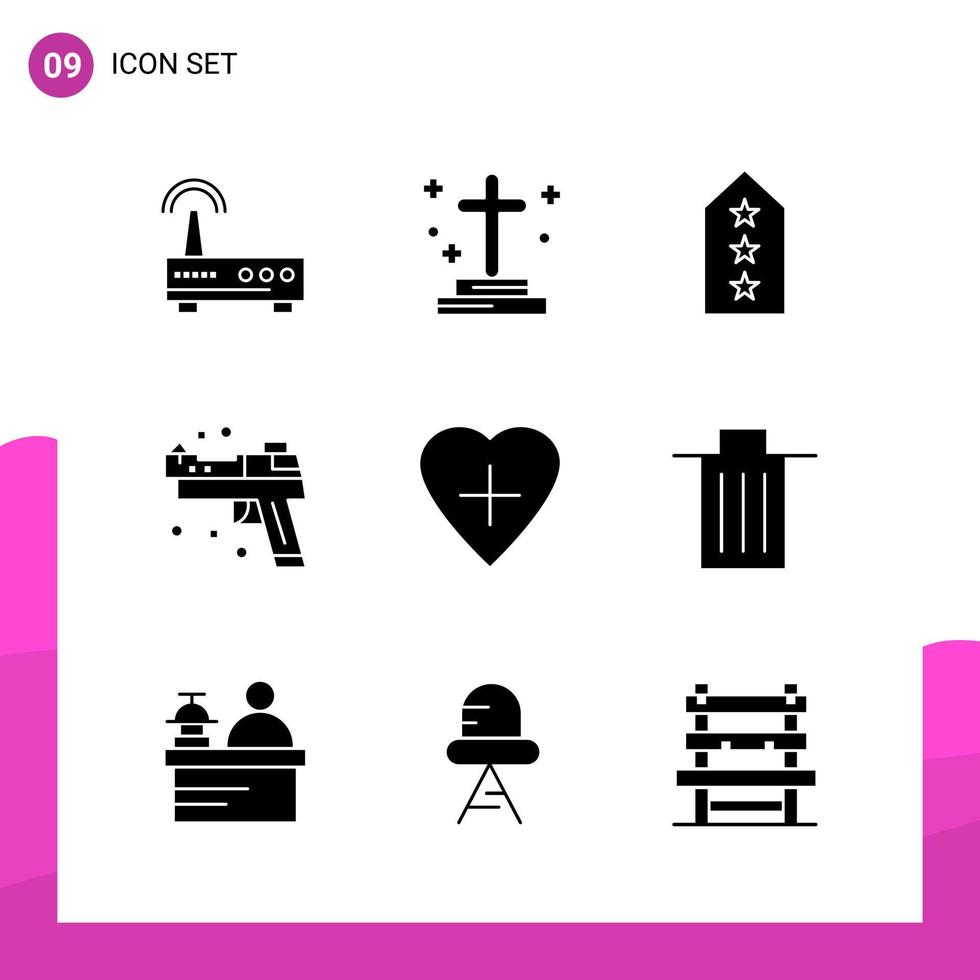 Glyphen-Icon-Set-Paket mit 9 soliden Icons isoliert auf weißem Hintergrund für reaktionsschnelles Website-Design, Druck und mobile Anwendungen vektor