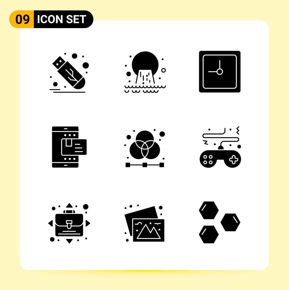 9 kreativ ikoner för modern hemsida design och mottaglig mobil appar 9 glyf symboler tecken på vit bakgrund 9 ikon packa vektor