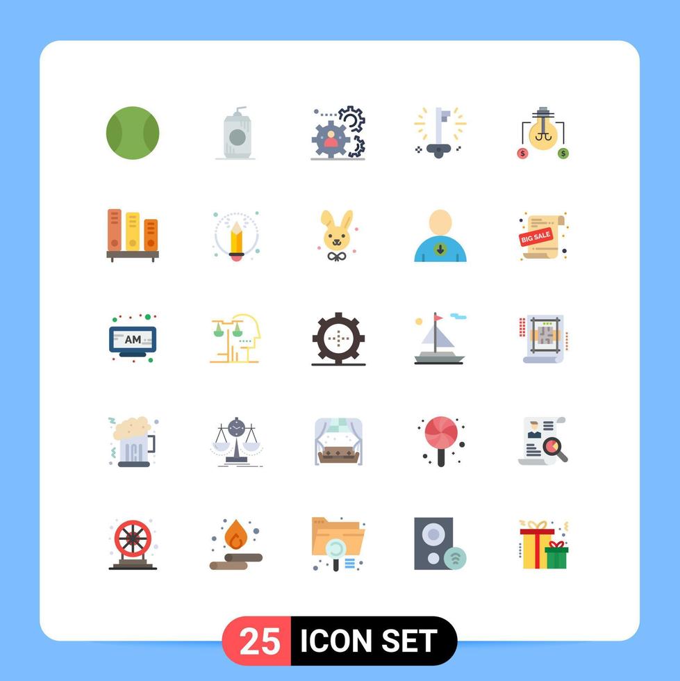 25 universelle flache Farbzeichen Symbole für Ideenerfolg Menschen Geld Geschäft editierbare Vektordesign-Elemente vektor