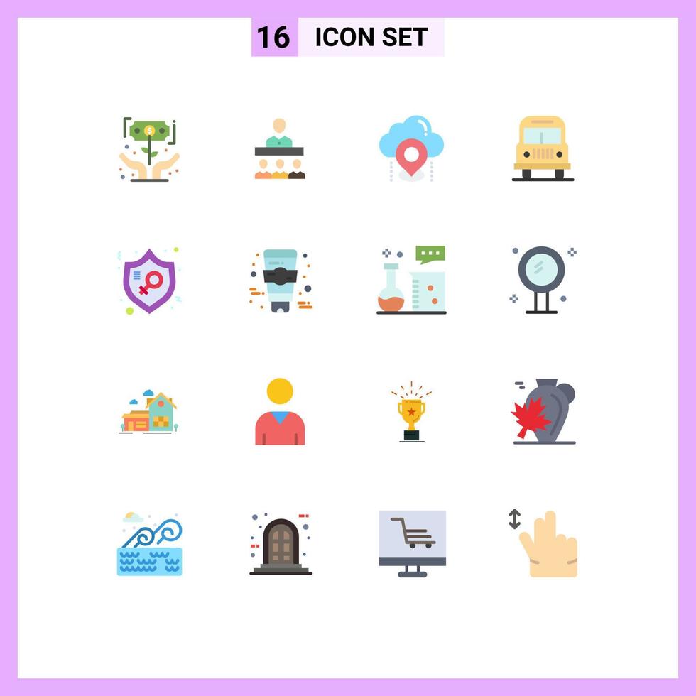 uppsättning av 16 modern ui ikoner symboler tecken för feminism resa kontor transport Karta redigerbar packa av kreativ vektor design element