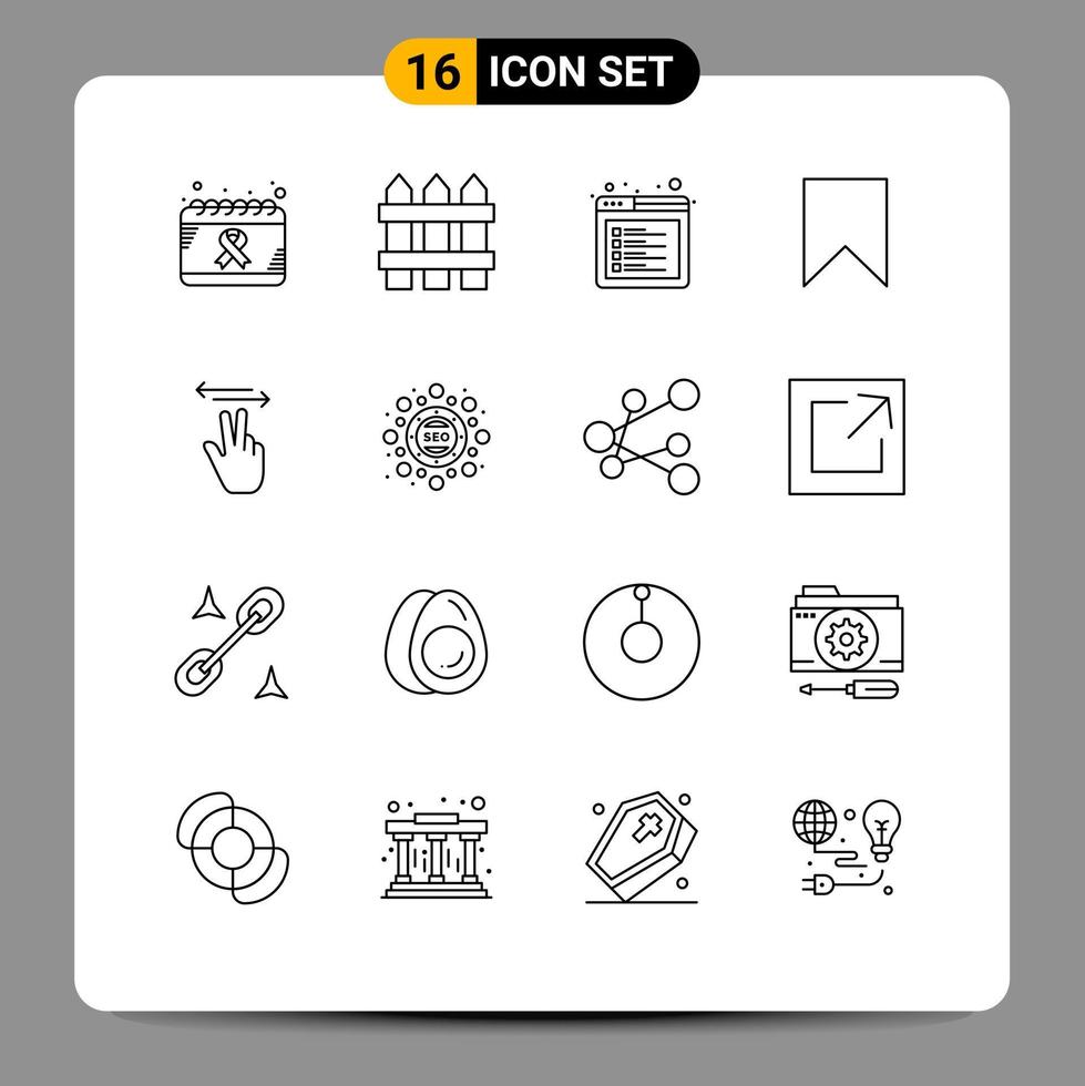 16 universelle Gliederungszeichen Symbole der Tag-Schnittstelle Holz Instagram Web editierbare Vektordesign-Elemente vektor