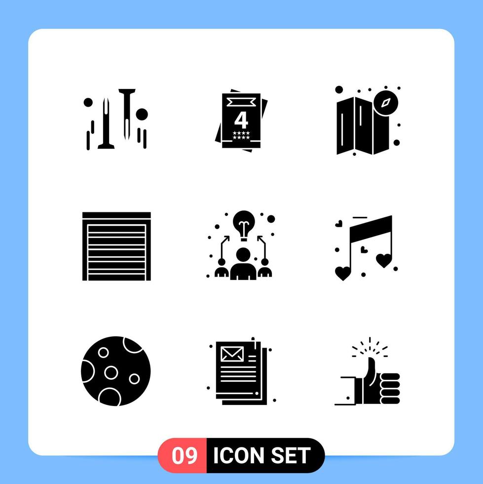 9 fast svart ikon packa glyf symboler för mobil appar isolerat på vit bakgrund 9 ikoner uppsättning vektor