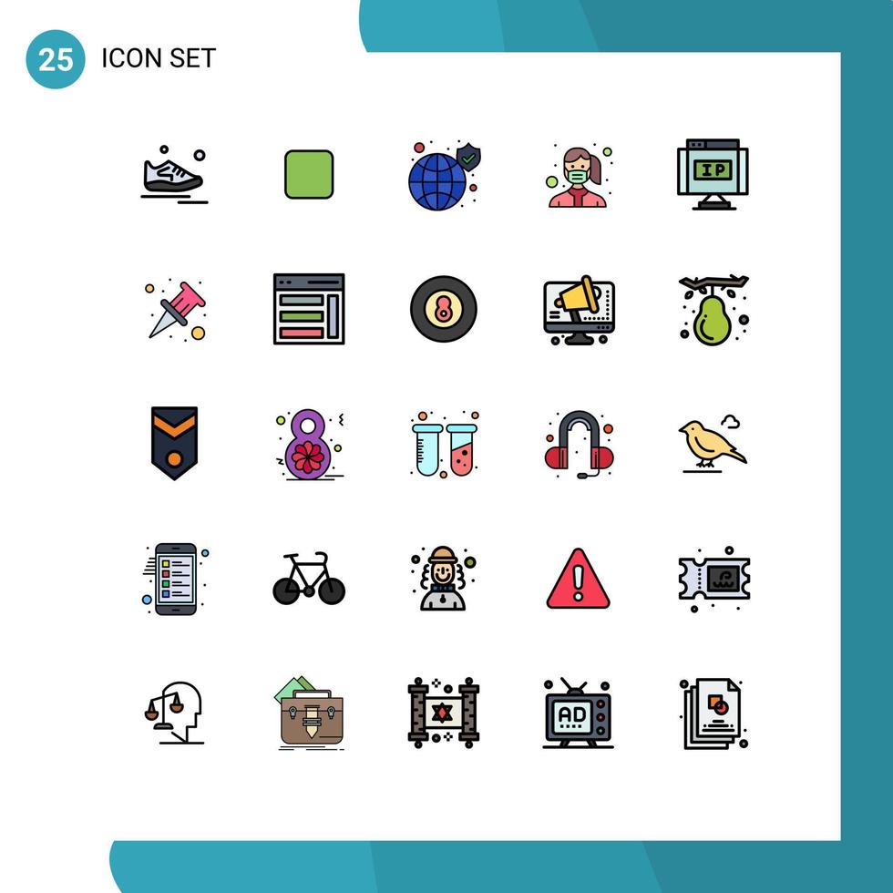 uppsättning av 25 modern ui ikoner symboler tecken för ha på sig skydd global mask säkerhet redigerbar vektor design element
