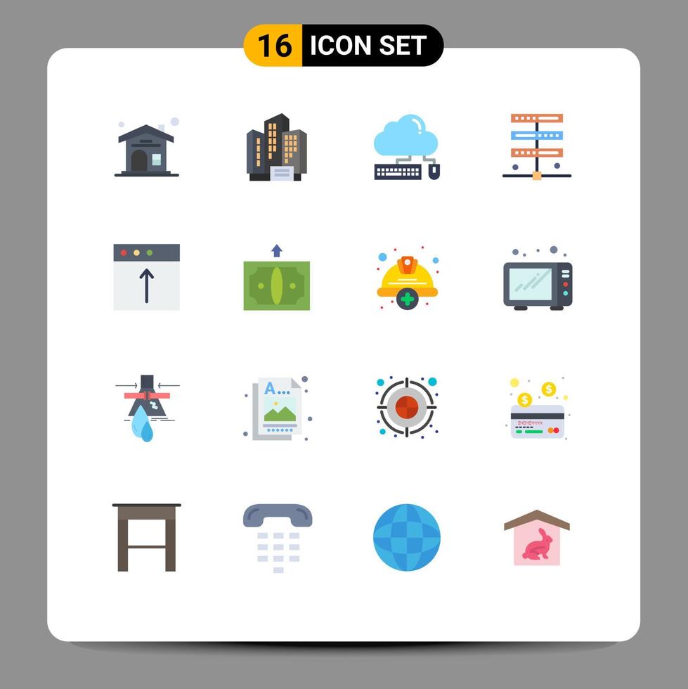 16 kreative Symbole, moderne Zeichen und Symbole von Import-Server-Tastatur-Internetdaten, editierbares Paket kreativer Vektordesign-Elemente vektor