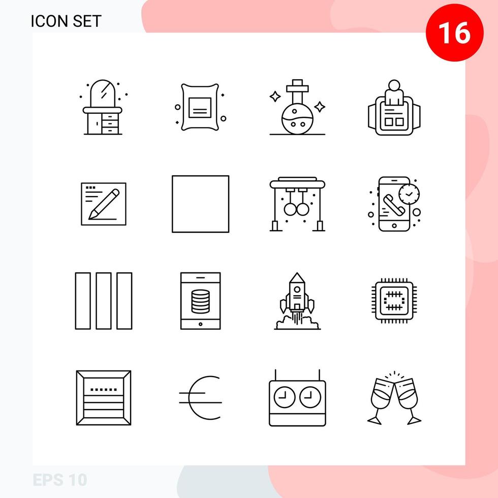 Vektorpaket mit 16 Symbolen im kreativen Umrisspaket im Linienstil isoliert auf weißem Hintergrund für Web und Handy vektor
