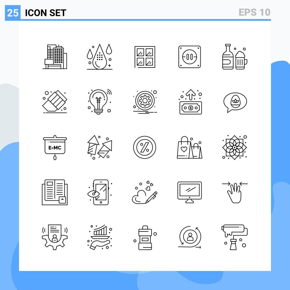modern 25 linje stil ikoner översikt symboler för allmän använda sig av kreativ linje ikon tecken isolerat på vit bakgrund 25 ikoner packa vektor
