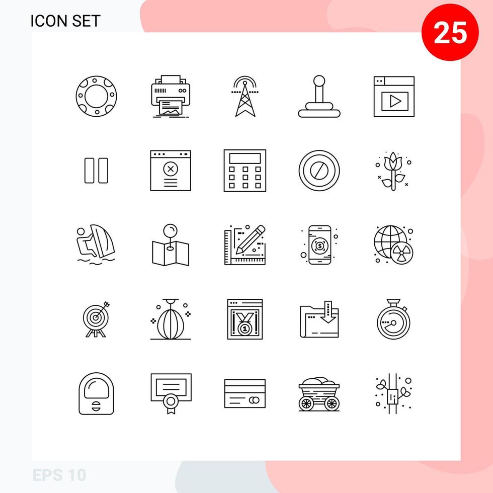 modern uppsättning av 25 rader pictograph av video webb elektrisk torn skåpbil datoranvändning redigerbar vektor design element