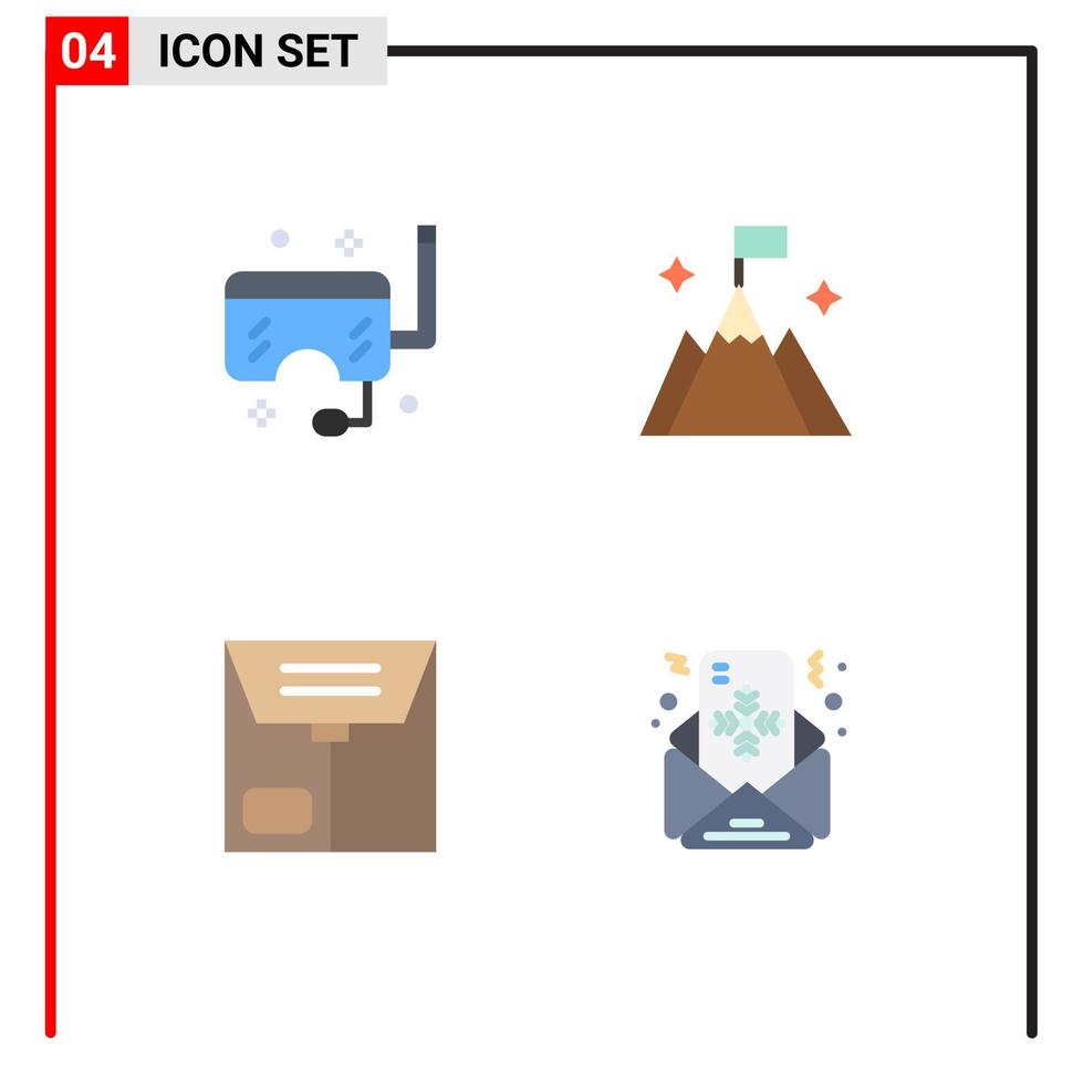 modern uppsättning av 4 platt ikoner pictograph av glasögon handel hav flagga paket redigerbar vektor design element