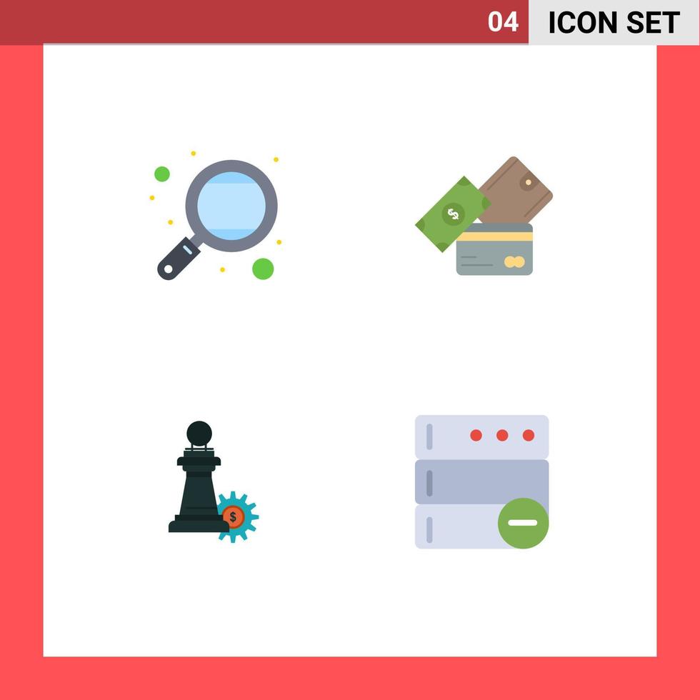 4 flaches Icon-Konzept für mobile Websites und Apps Wissen Wallet Schule Geld Business editierbare Vektordesign-Elemente vektor
