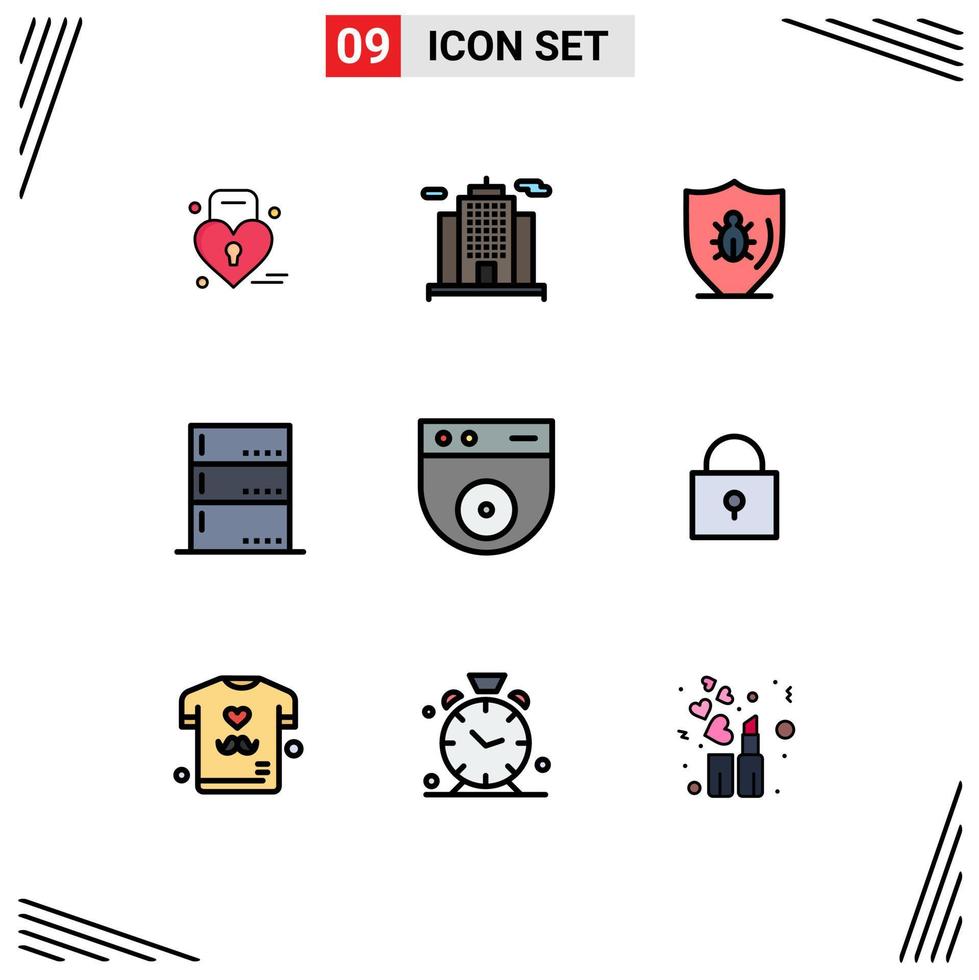 9 kreativ ikoner modern tecken och symboler av skydda server programmering enheter administration redigerbar vektor design element