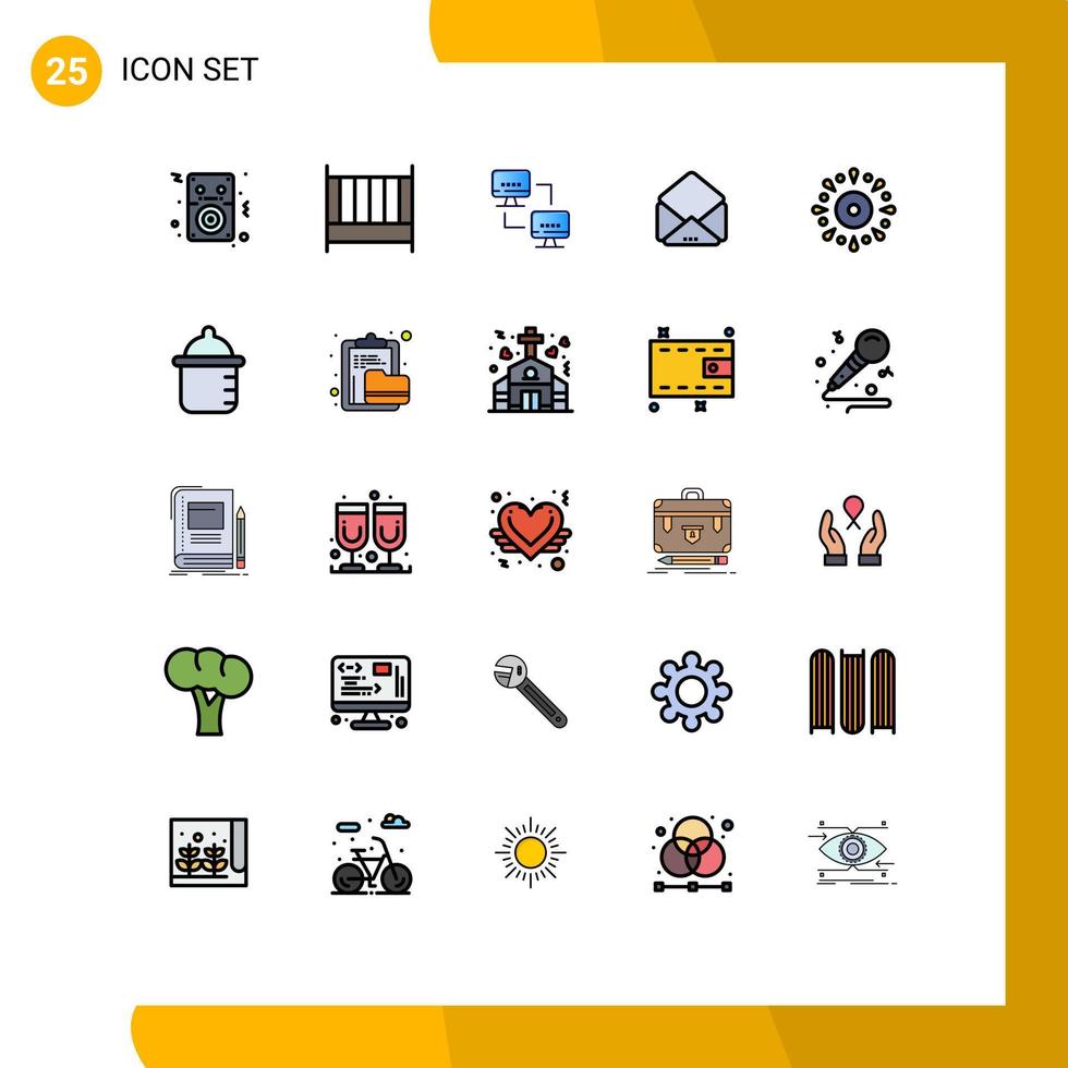 25 kreativ ikoner modern tecken och symboler av fyrverkeri firande dator öppen meddelande redigerbar vektor design element