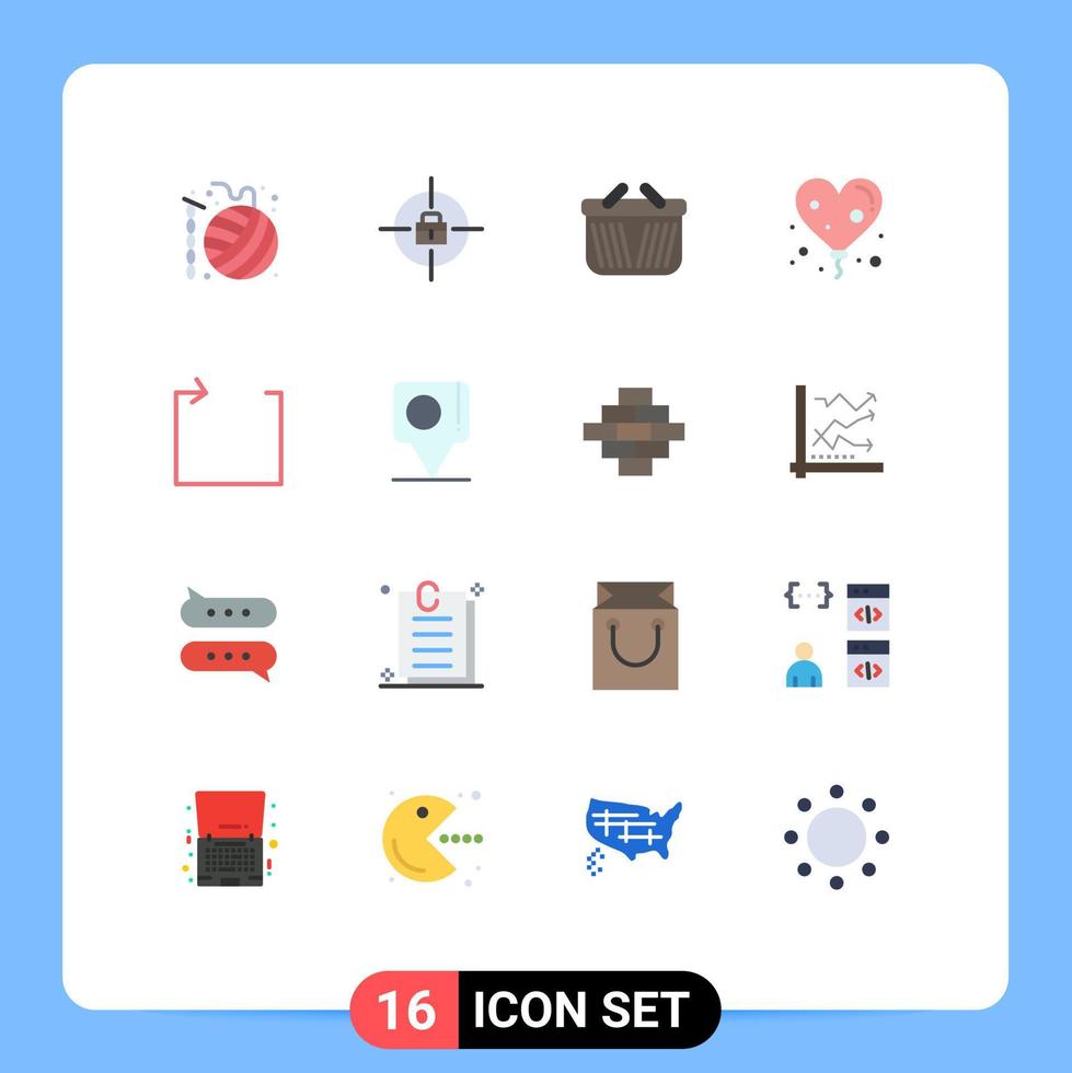 16 användare gränssnitt platt Färg packa av modern tecken och symboler av upprepa pil korg kärlek ballong redigerbar packa av kreativ vektor design element