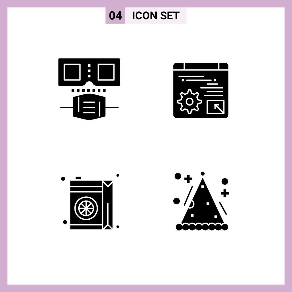 Satz von 4 modernen ui-Symbolen Symbole Zeichen für Gläser Saft Web Economy Kegel editierbare Vektordesign-Elemente vektor