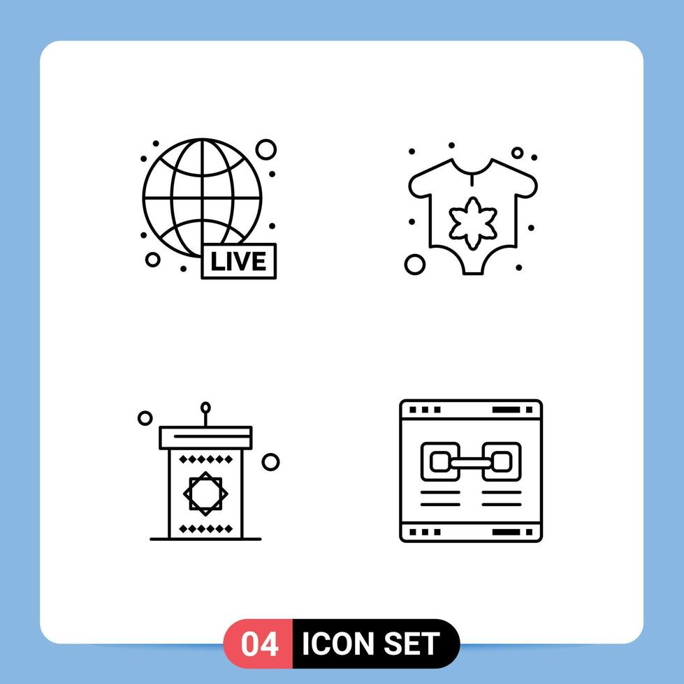 stock vektor ikon packa av 4 linje tecken och symboler för sändningar Tal värld bred nyfödd eid redigerbar vektor design element