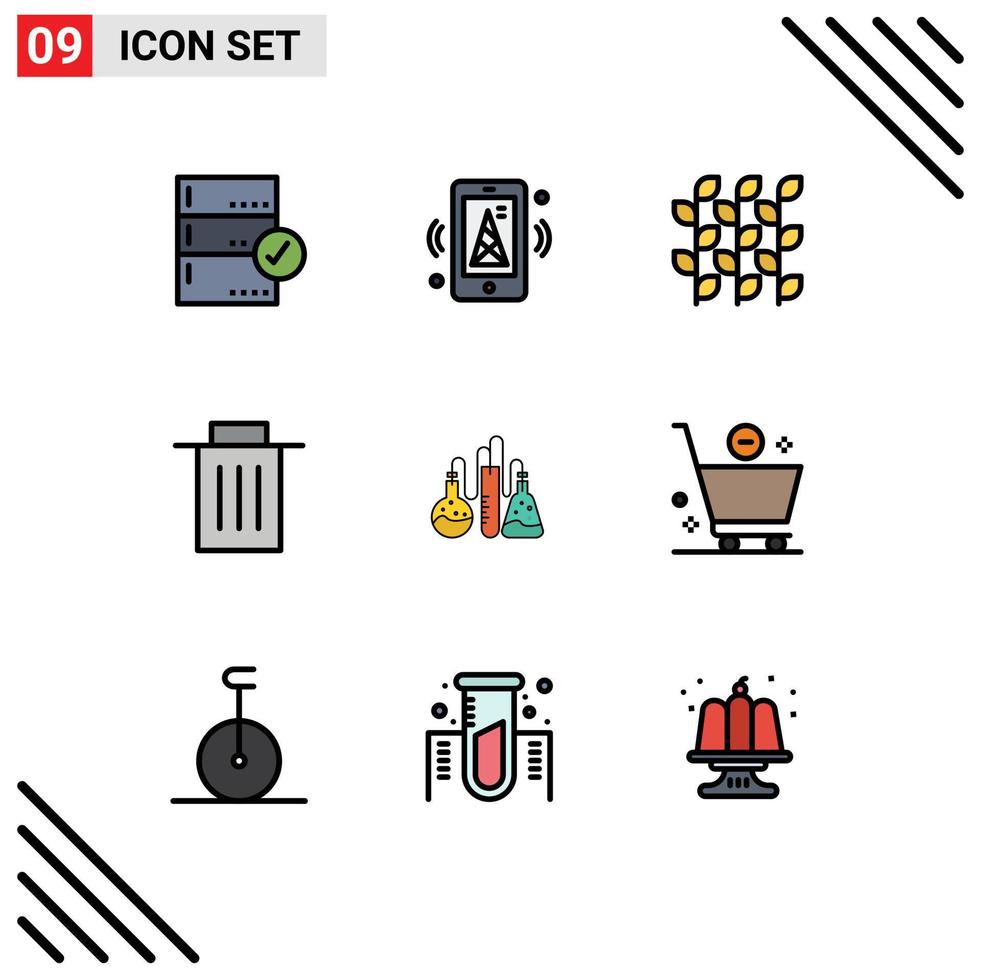 uppsättning av 9 modern ui ikoner symboler tecken för användare gränssnitt mobil radera skörda redigerbar vektor design element