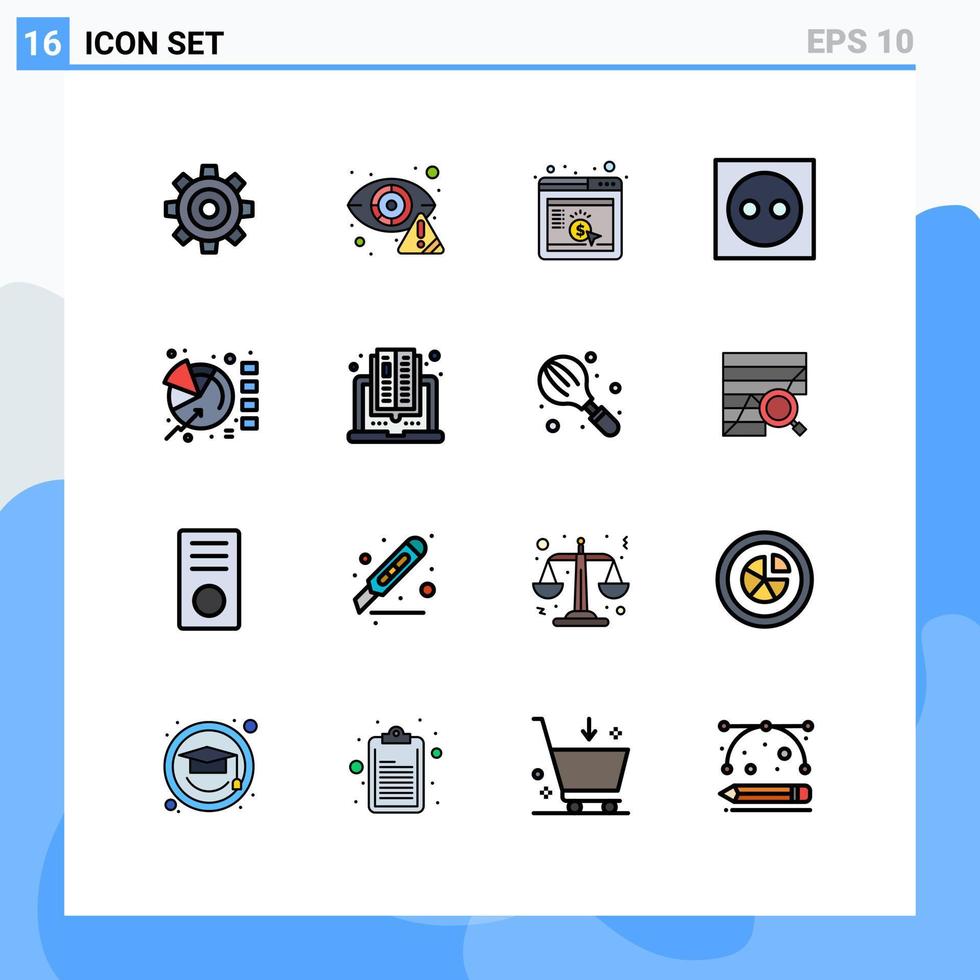 packa av 16 kreativ platt Färg fylld rader av ljus apparater öga lägenhet browser redigerbar kreativ vektor design element