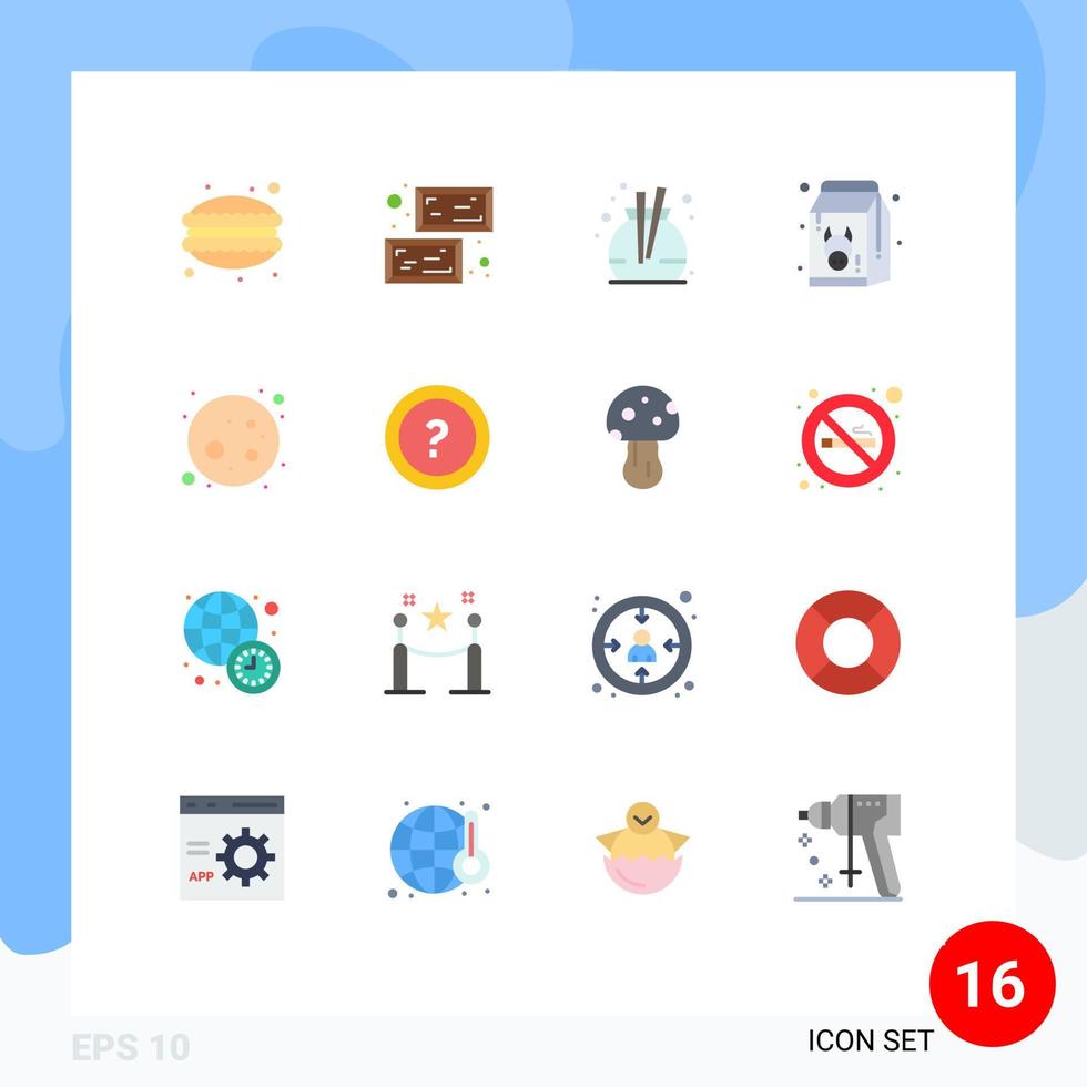 piktogram uppsättning av 16 enkel platt färger av måne mjölk doft friska mat redigerbar packa av kreativ vektor design element
