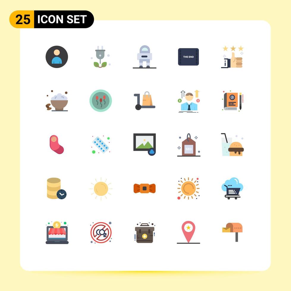 mobil gränssnitt platt Färg uppsättning av 25 piktogram av Stöd scen astronaut film slutet redigerbar vektor design element