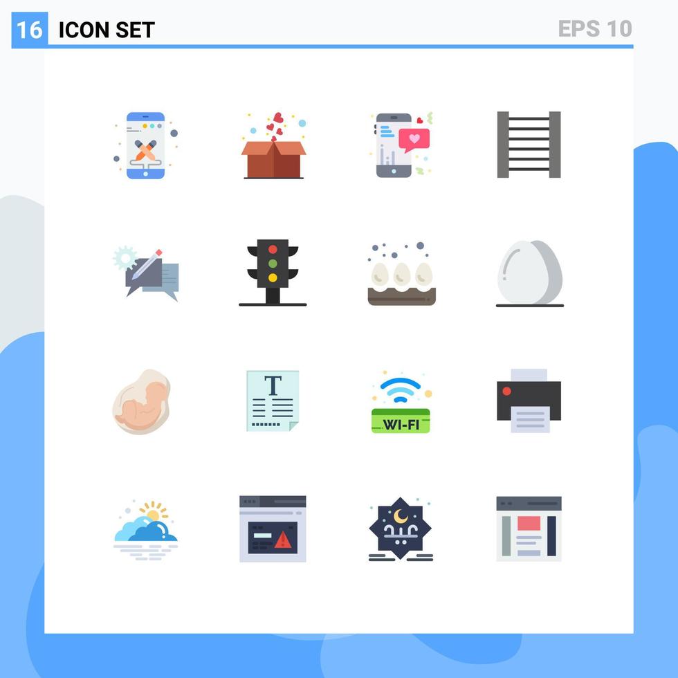 16 tematiska vektor platt färger och redigerbar symboler av meddelande diskussion kärlek kommunikation stege redigerbar packa av kreativ vektor design element