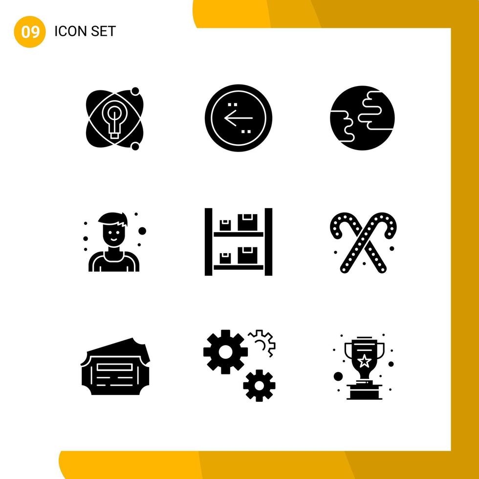 9 Icon Set Solid Style Icon Pack Glyphensymbole isoliert auf weißem Hintergrund für responsives Website-Design vektor