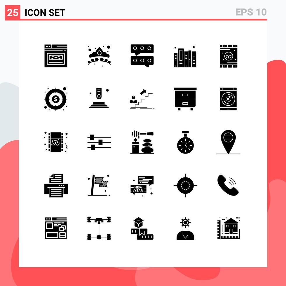 mobil gränssnitt fast glyf uppsättning av 25 piktogram av gödselmedel filer juvel dokumentera historia redigerbar vektor design element
