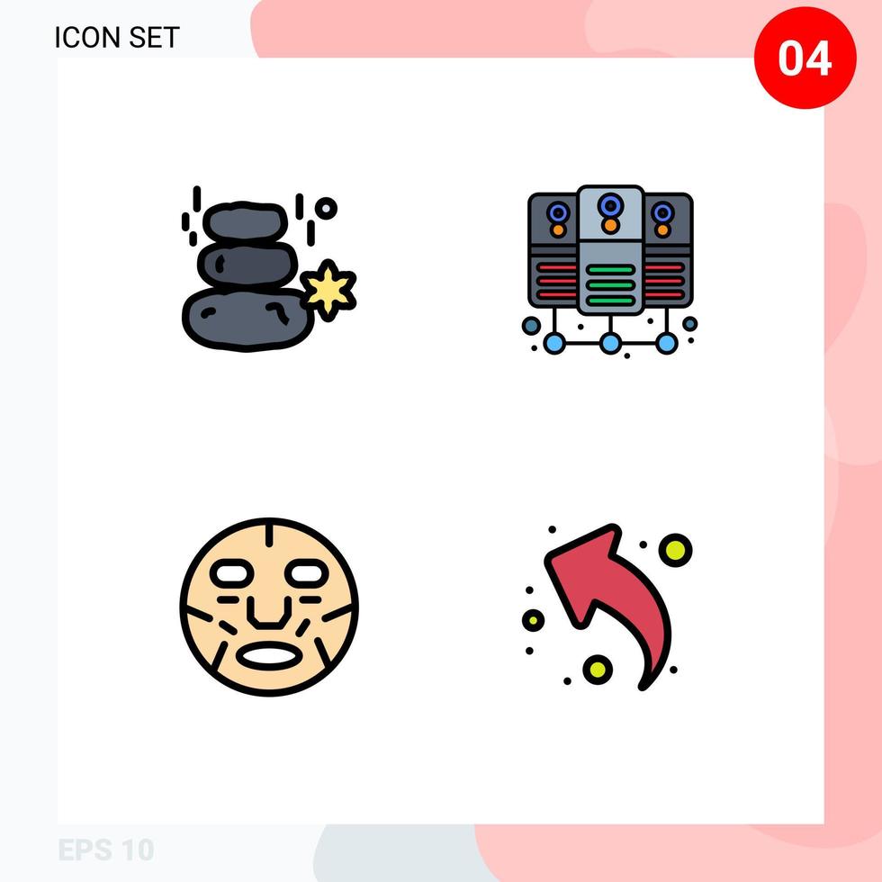 grupp av 4 fylld linje platt färger tecken och symboler för naturlig kosmetika fyrkant server värd mask redigerbar vektor design element