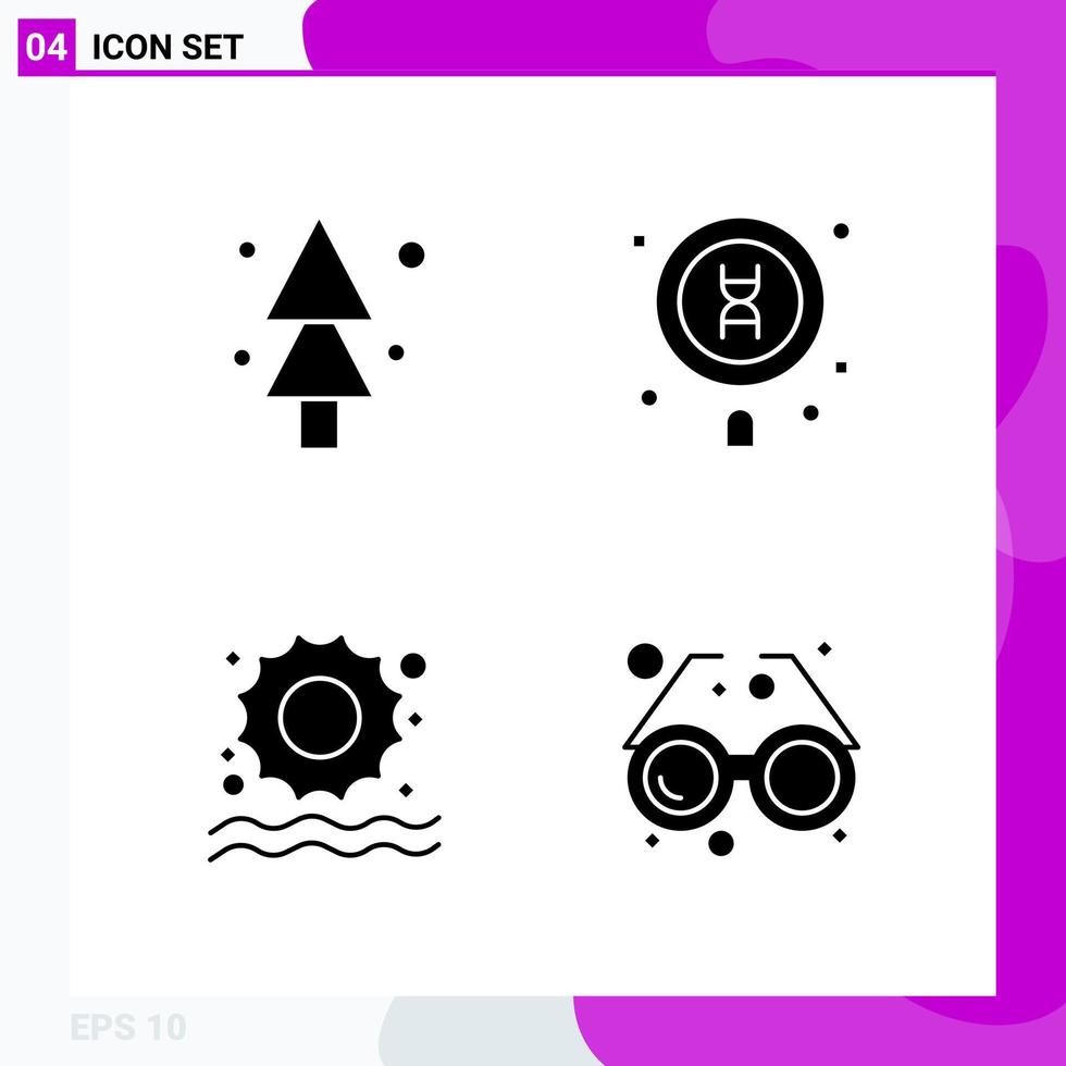 Solid Icon Set Packung mit 4 Glyphen-Icons isoliert auf weißem Hintergrund für Web-Print und Handy vektor