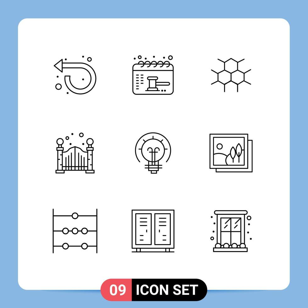 9 kreativ ikoner modern tecken och symboler av aning Glödlampa molekyl bro stad redigerbar vektor design element