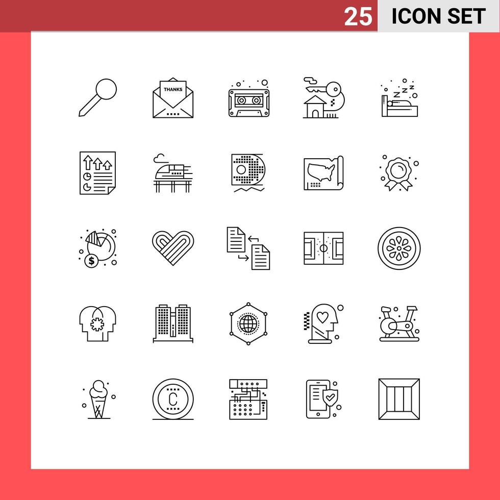 piktogram uppsättning av 25 enkel rader av natt verklig egendom tacksägelse hus tejp redigerbar vektor design element