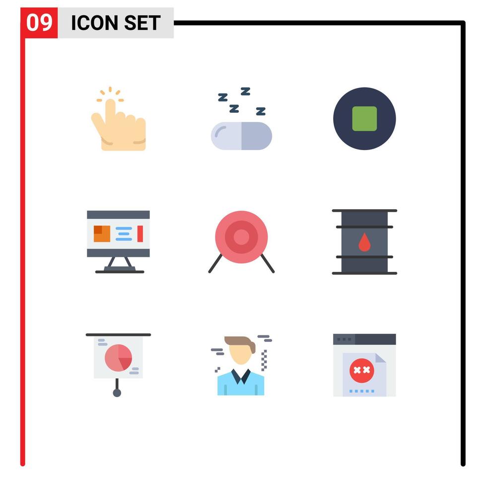 piktogram uppsättning av 9 enkel platt färger av kan sport sluta bågskytte design redigerbar vektor design element
