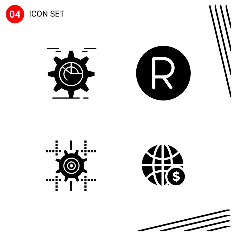 Sammlung von 4 Vektorsymbolen im soliden Stil Pixel perfekte Glyphensymbole für Web und mobile solide Symbolzeichen auf weißem Hintergrund 4 Symbole vektor