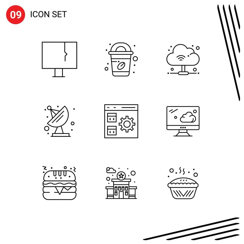 9 kreativ ikoner modern tecken och symboler av utveckling kodning moln app kommunikation redigerbar vektor design element