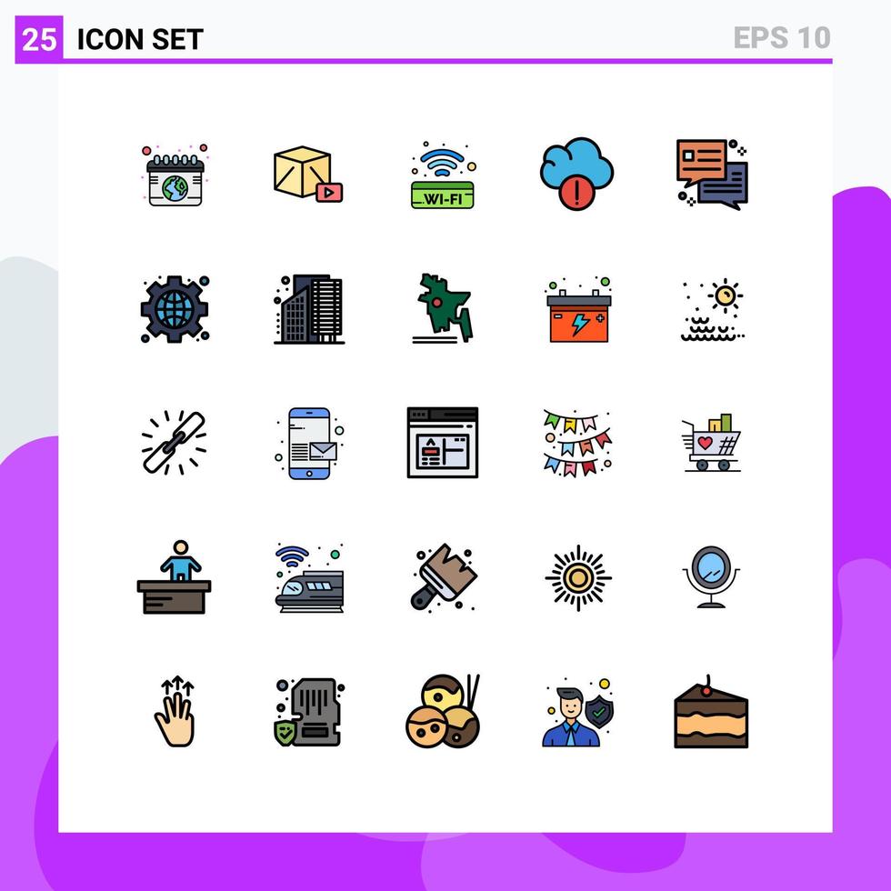 stock vektor ikon packa av 25 linje tecken och symboler för kontor chatt offentlig tecken data varna redigerbar vektor design element