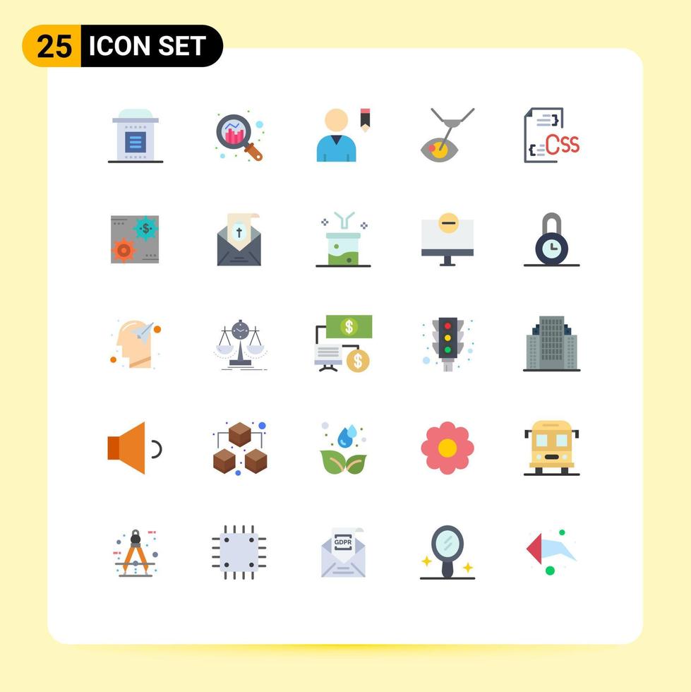 25 universelle flache Farben für Web- und mobile Anwendungen CSS-Lasik-Grafik Laserchirurgie Augenchirurgie editierbare Vektordesign-Elemente vektor