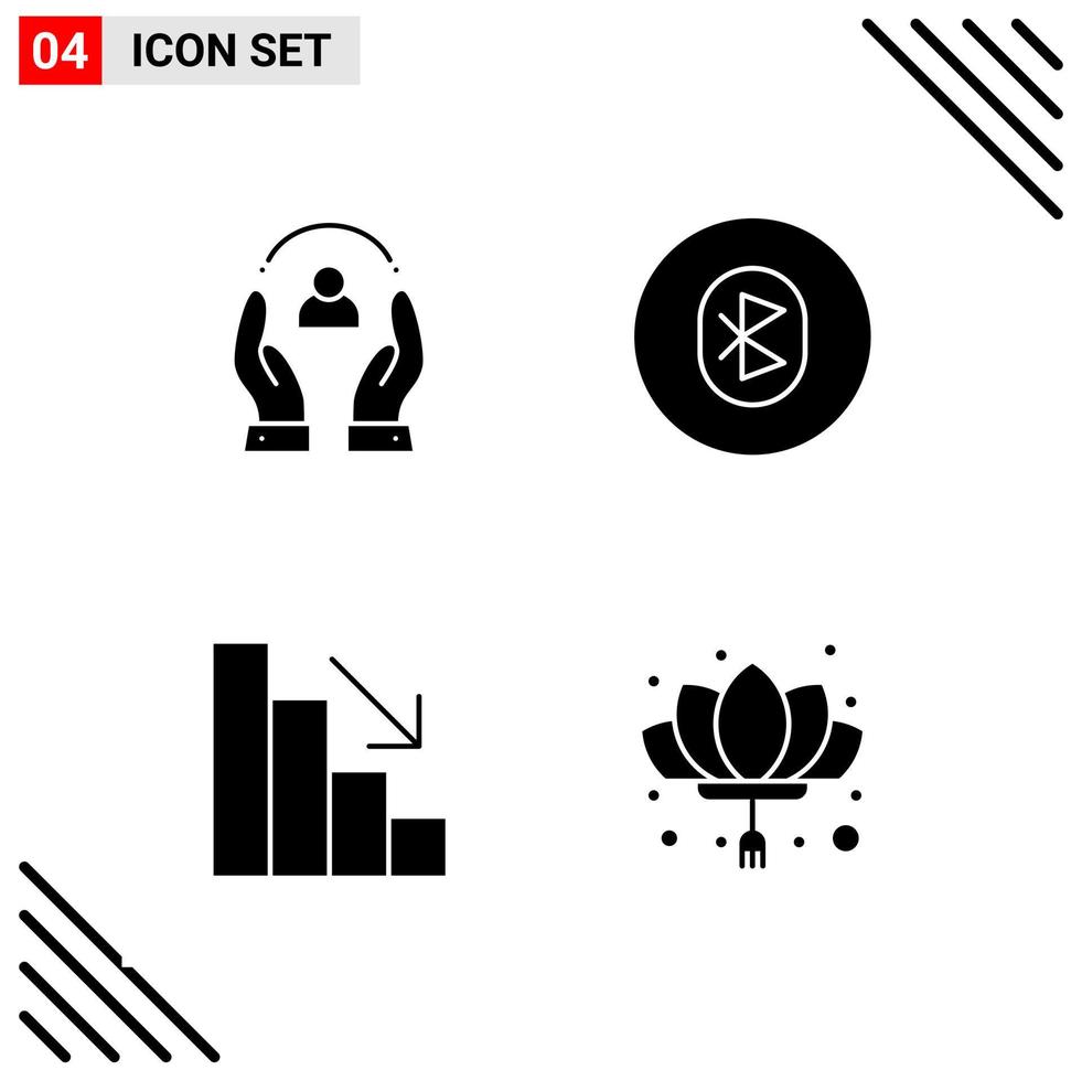 Pixel perfektes Set aus 4 soliden Symbolen Glyphen-Icon-Set für die Gestaltung von Websites und die Schnittstelle für mobile Anwendungen vektor