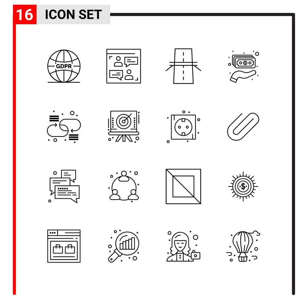 16 allmän ikoner för hemsida design skriva ut och mobil appar 16 översikt symboler tecken isolerat på vit bakgrund 16 ikon packa vektor